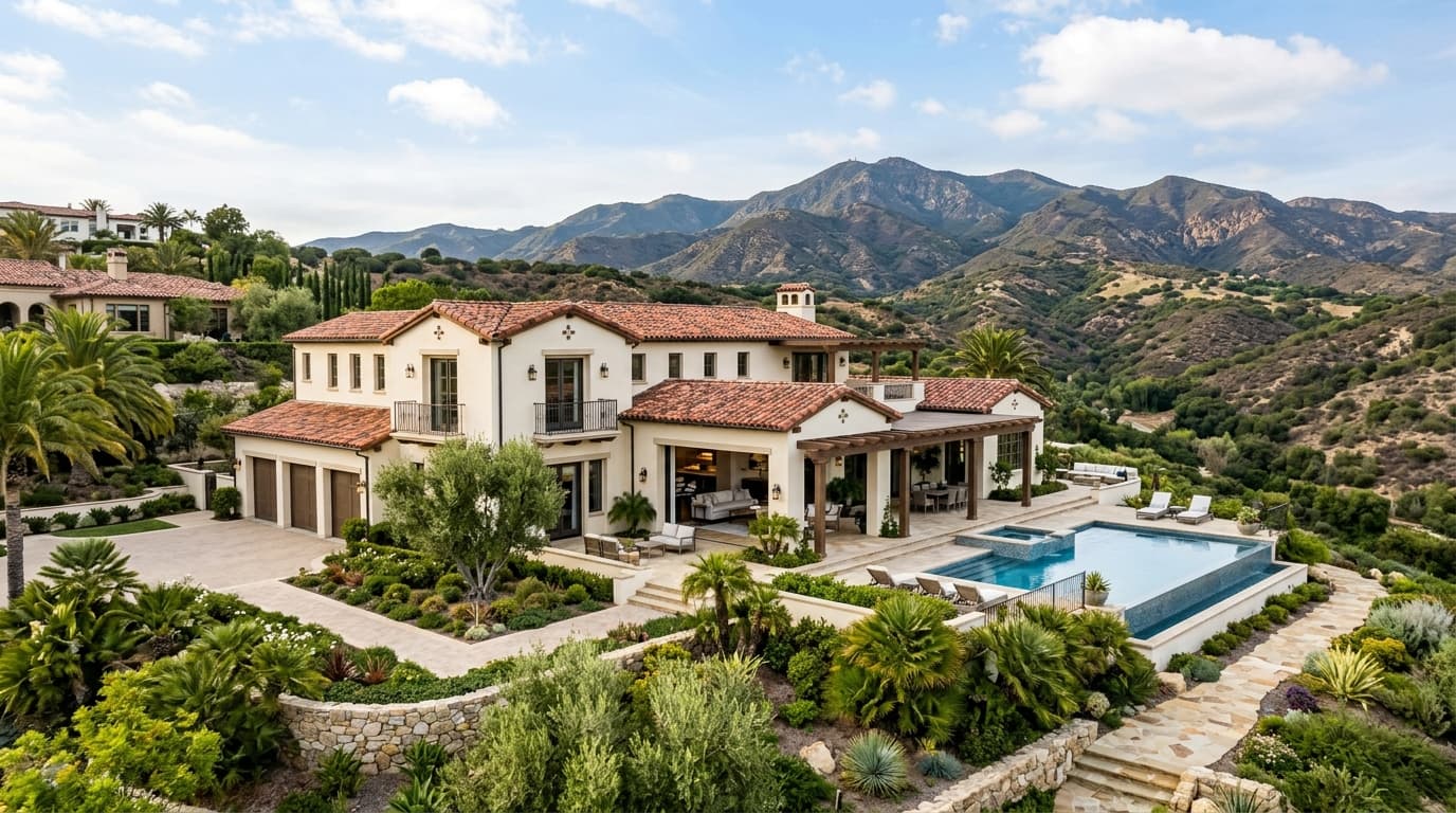 Executive villa with mountain backdrop in Turtle Rock, Irvine, California